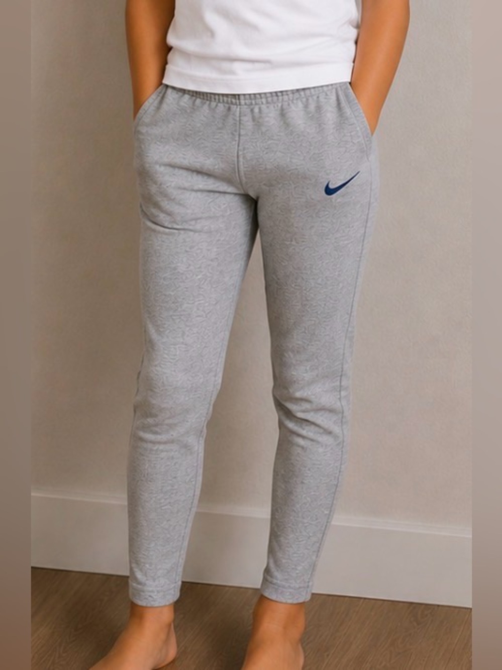 Nike Sweat Pants Leggings Girls Medium Track Gray Purple Just Do It NWT Joggers